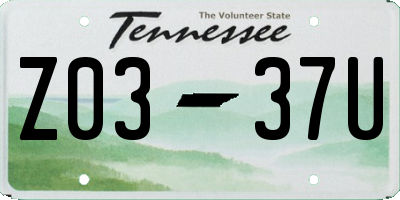 TN license plate Z0337U