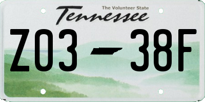 TN license plate Z0338F
