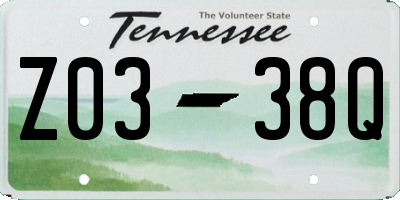 TN license plate Z0338Q