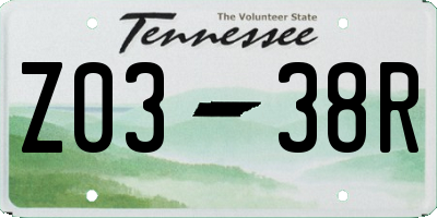TN license plate Z0338R