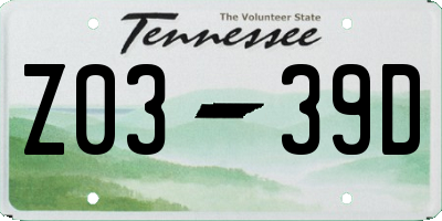 TN license plate Z0339D