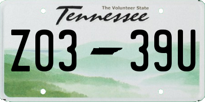 TN license plate Z0339U