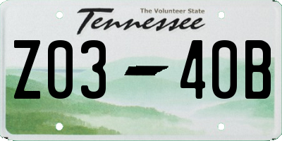 TN license plate Z0340B