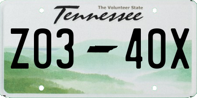 TN license plate Z0340X