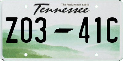 TN license plate Z0341C