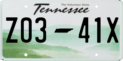TN license plate Z0341X