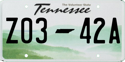 TN license plate Z0342A