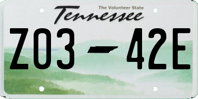 TN license plate Z0342E
