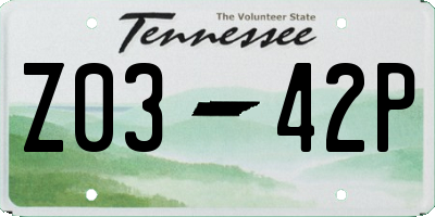 TN license plate Z0342P