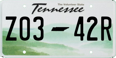 TN license plate Z0342R