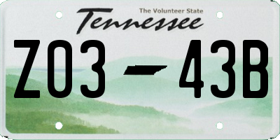 TN license plate Z0343B