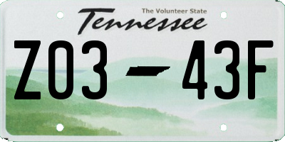 TN license plate Z0343F