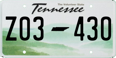 TN license plate Z0343O