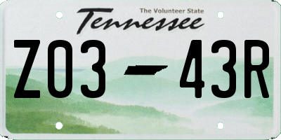 TN license plate Z0343R