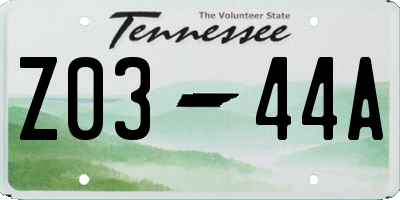 TN license plate Z0344A