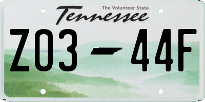 TN license plate Z0344F