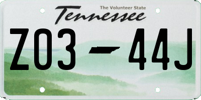 TN license plate Z0344J