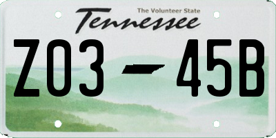 TN license plate Z0345B