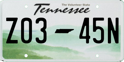 TN license plate Z0345N