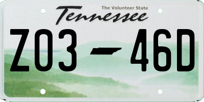 TN license plate Z0346D