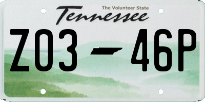 TN license plate Z0346P