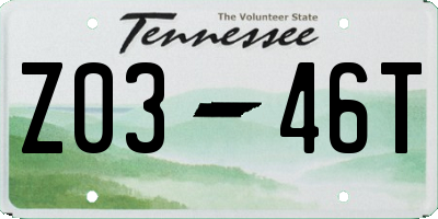 TN license plate Z0346T