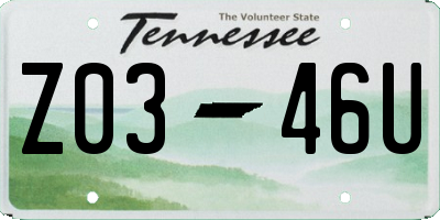 TN license plate Z0346U