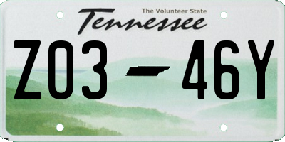 TN license plate Z0346Y