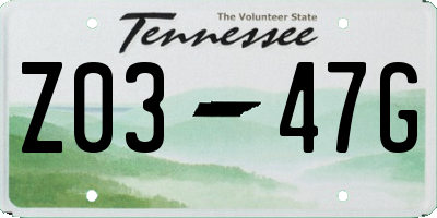 TN license plate Z0347G