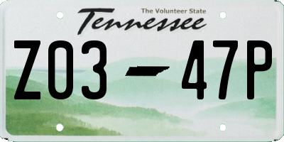 TN license plate Z0347P