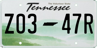 TN license plate Z0347R