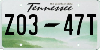 TN license plate Z0347T