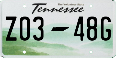 TN license plate Z0348G