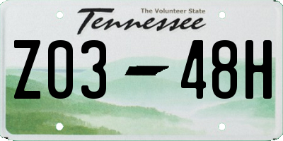 TN license plate Z0348H
