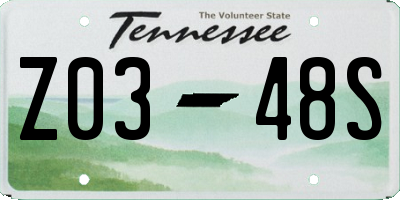 TN license plate Z0348S