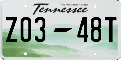TN license plate Z0348T