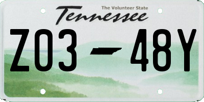 TN license plate Z0348Y