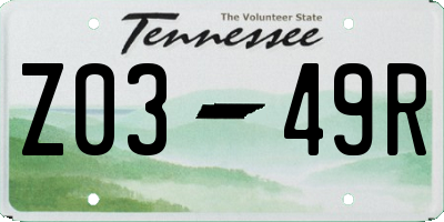 TN license plate Z0349R