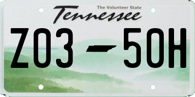 TN license plate Z0350H