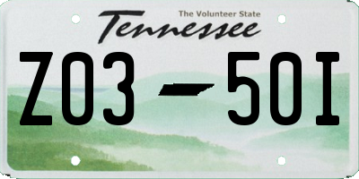 TN license plate Z0350I