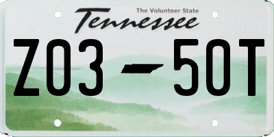 TN license plate Z0350T
