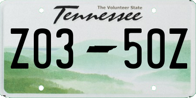 TN license plate Z0350Z