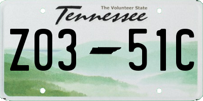TN license plate Z0351C
