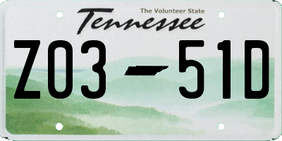 TN license plate Z0351D