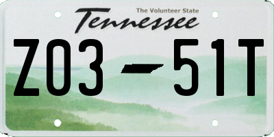TN license plate Z0351T
