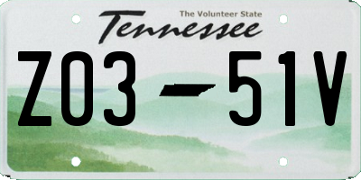 TN license plate Z0351V