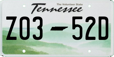 TN license plate Z0352D