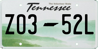TN license plate Z0352L