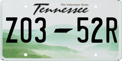 TN license plate Z0352R