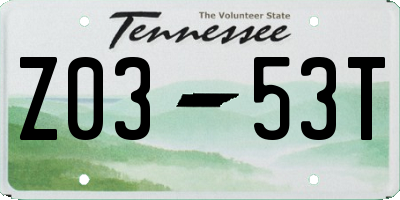 TN license plate Z0353T